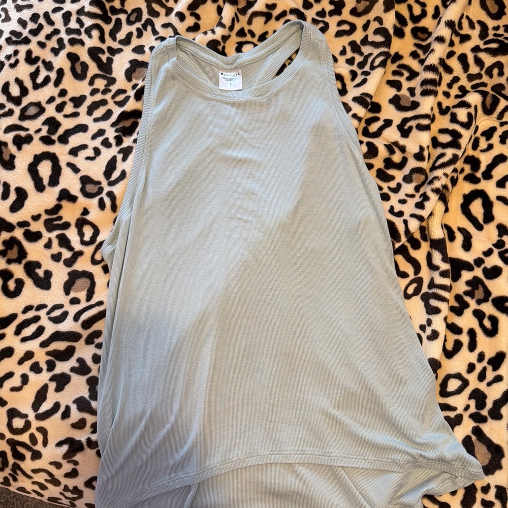 Athleta Light Blue Ribbed Tank Top
